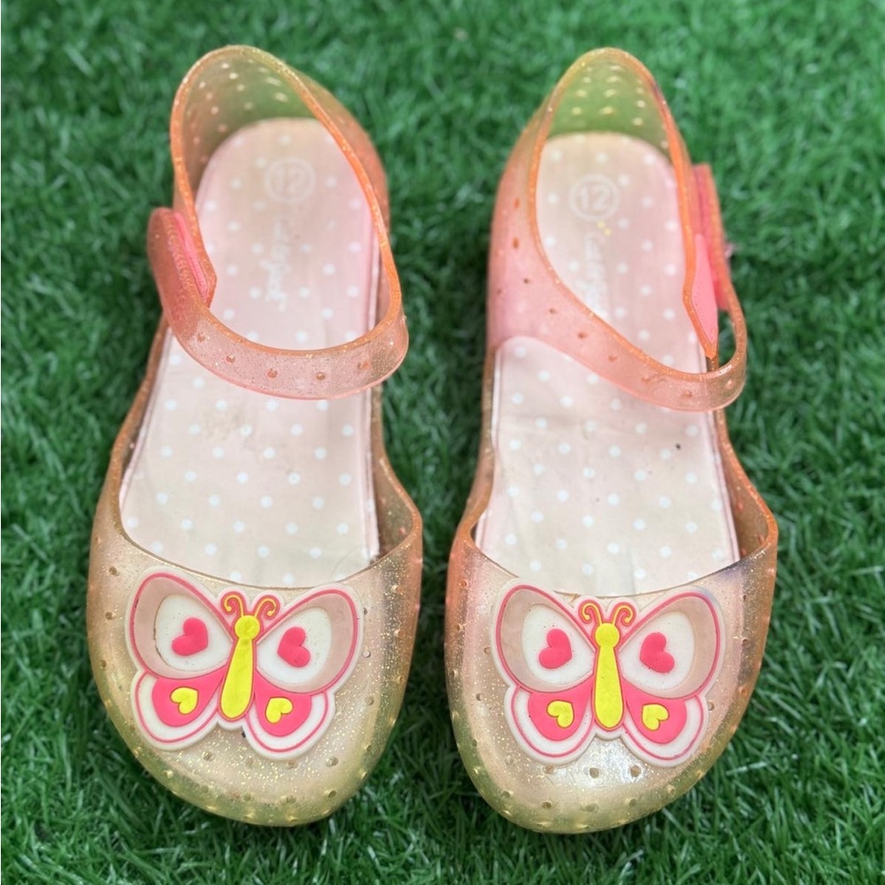 Kids Butterfly Sandals - Pink and‎ Gold Size 12